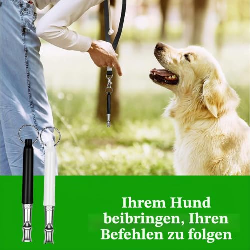 2 Stück Hundepfeife,Adjustable Hundepfeife Hochfrequenz Lautlos Pfeife Rückruf,Metall Erziehungshilfen Hundepfeife Rückruf,Hundetraining Hundepfeife Gegen Bellen,für Hundeausbildung(Schwarz,Weiß)