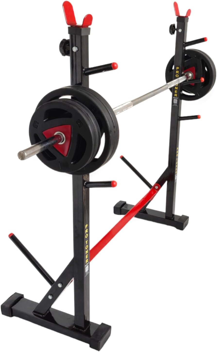 Blend Joint Squat Stand with Safety Holders Heavy Duty Structure (Black and Red)