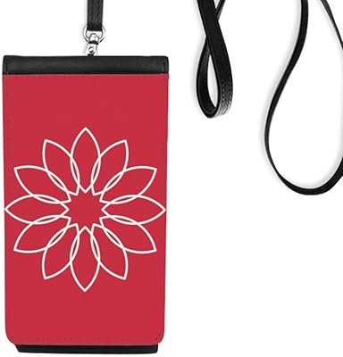 Line Lotus Flower Flower Phone Wallet Purse Hanging Mobile Pouch Black Pocket