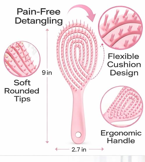 Image of Hair Brush With 3D Hollow Design Perfect For Detangling and Hair Grooming for Wet or Dry Hair