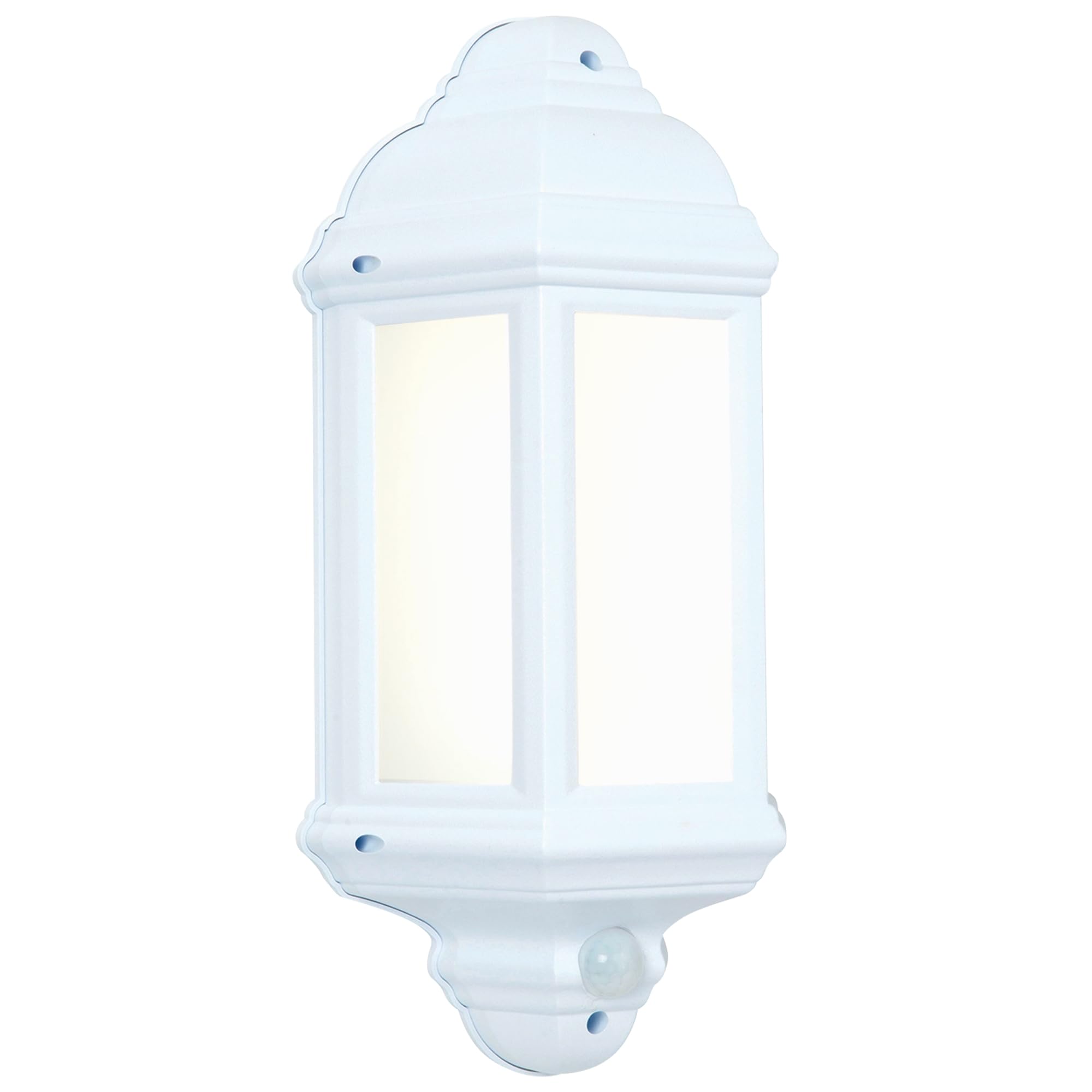 National Lighting HALBURY LED Outdoor 7W Outdoor Garden LED White Half Wall Lantern PIR Motion Sensor Presence Detector IP44 Rated
