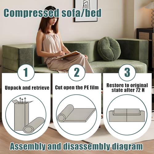 Sofá cama modular para salones modernos con fundas lavables de 150 cm 6