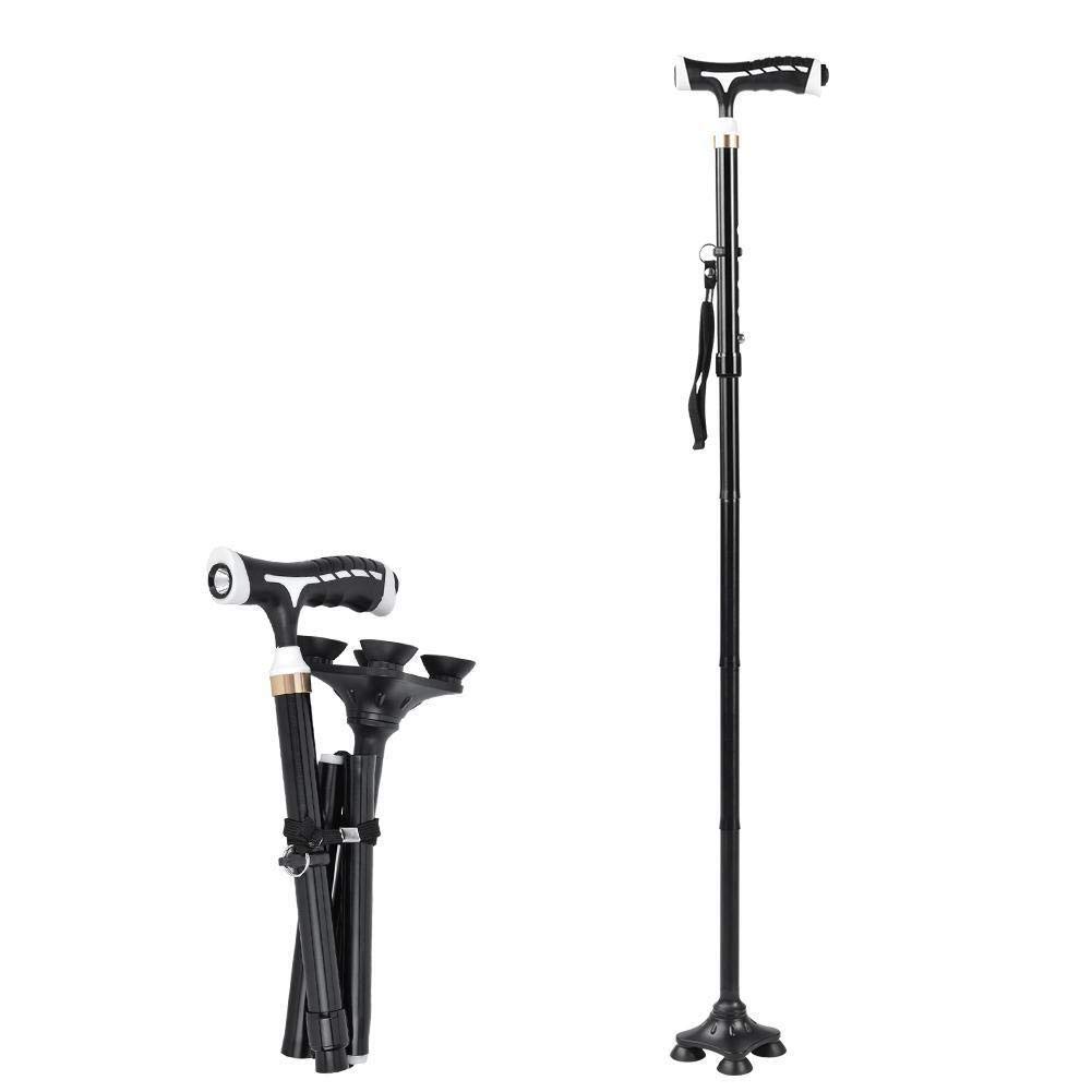 Muletas Ajustables, Bastones Plegables Ajustables y Bastones, con luz LED, Mango de Esponja, rotación Libre de 360 ​​°, para Hombres y Mujeres Familiares Present
