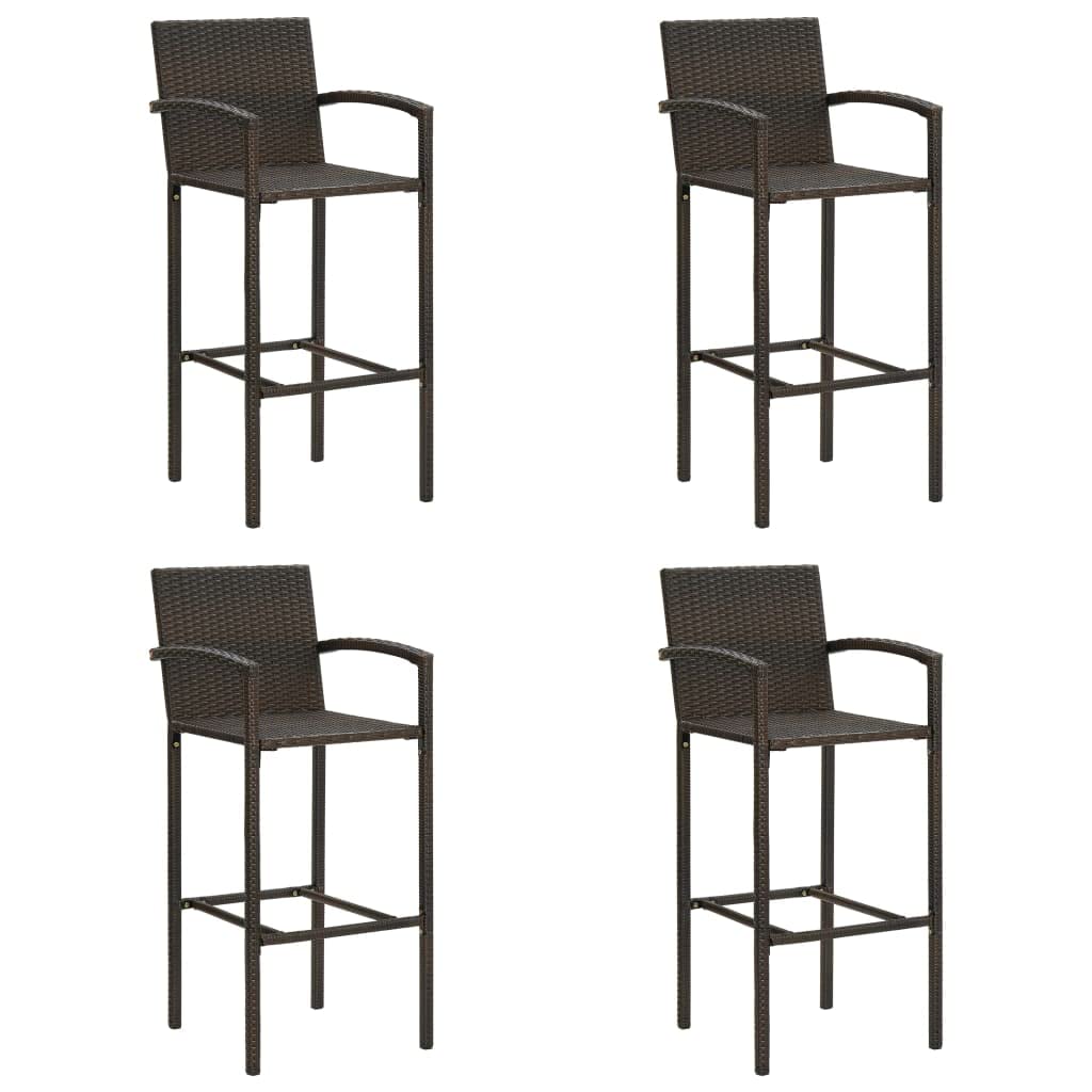vidaXL 4X Taburetes de Cocina Bar Silla Mostrador Pub Bistró Comedor Simplista Reposapiés Asiento Estable Robusta Ratán Sintético Marrón