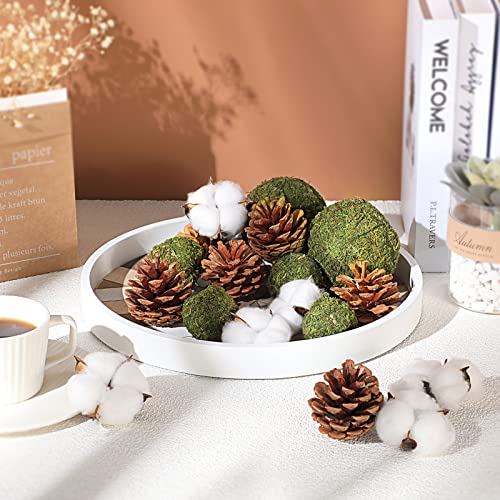 18 Pcs Green Moss Decorative Balls Pine Cones Cotton Balls Set, Vase Bowl Filler Balls Hanging Balls For Home Tree Garden Wedding Party Decor Coffee Table #TOP3