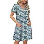 OFEEFAN Summer Dresses for Women 2025 Loose V Neck Short Sleeve Casual T Shirt Dress Sundresses Swimsuit Coverup with Pockets - Image 3