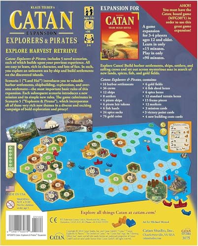 Image of CATAN Explorers & Pirates Board Game Expansion - Set Sail on Epic Adventures! Strategy Game, Family Game for Kids and Adults, Ages 12+, 3-4 Players, 90 Minute Playtime, Made by CATAN Studio | Set Sail on Epic Adventures, Strategy Game, Family Game for Kids and Adults, Ages 12+, 3-4 Players, 90 Mins