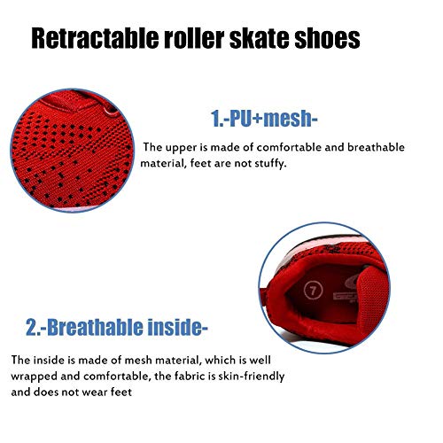 Led Light Up Kids Roller Skate Shoes for Girls Boys with Single Wheel Sneaker Shoes USB Charge Roller Skate Flashing Sneakers for Girls Boys GiftRed-USA 5 5