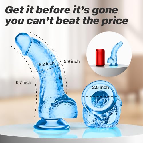 Image of 6.7 Inch Realistic Blue Dildo, Soft Flexible Lifelike Penis