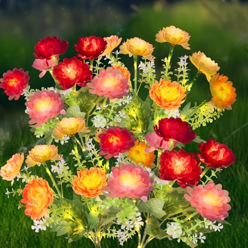 Solar Garden Lights Outdoor 4 Pack 28 Solar Flower Lights Waterproof