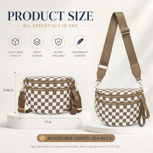 Image of Womens Crossbody Bag, Spacious Nylon Bum Bag Trendy Shoulder Purse with Adjustable Strap Zipped Travel Essentials