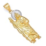 14k REAL Two Tone Gold Religious Saint Jude Thaddeus Charm Pendant