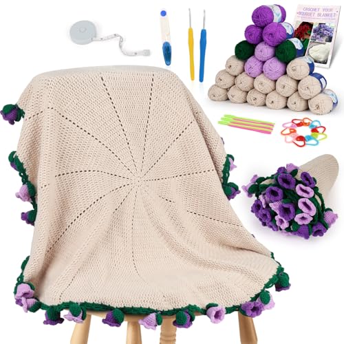 Kit crochet débutant couverture bouquet de fleurs doux fait main