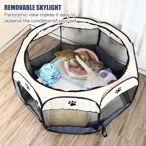 ZOYDP Welpenauslauf Faltbar, 73 x 73 x 43cm Welpenlaufstall für Drinnen, Laufstall Hund Pop-Up, Hundelaufstall für Wohnung, Hundeauslauf für Innen Hasen Katzen, Indoor/Outdoor Reisen Camping