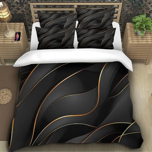 Housse de couette ondes abstraites 140x200 parure lit simple - 5