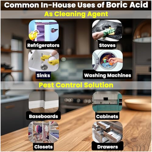 Image of Garden Genie Boric Acid, Multi Purpose Cleaning & Pest Control Powder, 200g | Effective on Cockroaches, Ants, Termites I Rice Preservation I Fine Carrom Powder