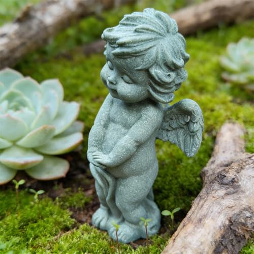 Estatua de Ángel Guardián Pequeño Querubín en Oración de Piedra miniatura 4