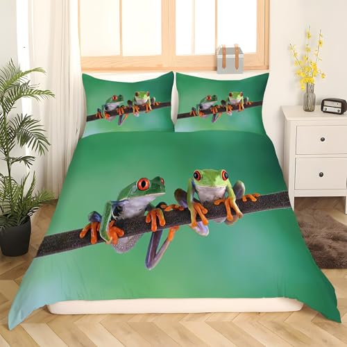 Housse de Couette 160x200 Grenouille en microfibre douce avec zip