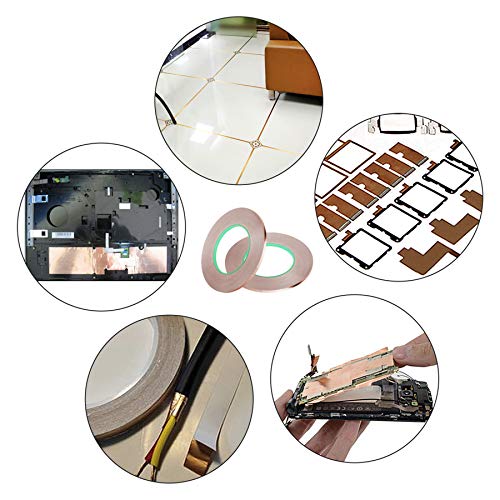 Tifanso Copper Tape Copper Foil Tape Conductive Adhesive Tape With Double Sided For Stained Glass, Emi Shielding, Electrical Repairs, Guitar, Crafting, Garden (1/5 Inch×52Yds) #TOP6