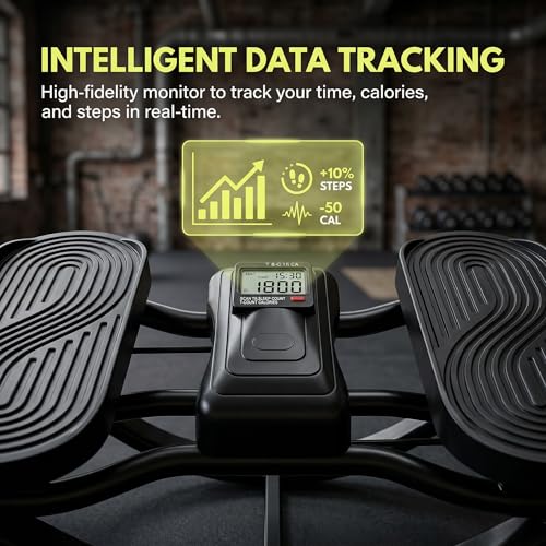 Image of Rocking Stepper, Portable Home Fitness Rock Stepper Side to Side with Digital Display & Elastic Rope, 320LBS Capacity, Aerobic Workout for Leg & Glute Training, Home Office Apartment Use (Black)