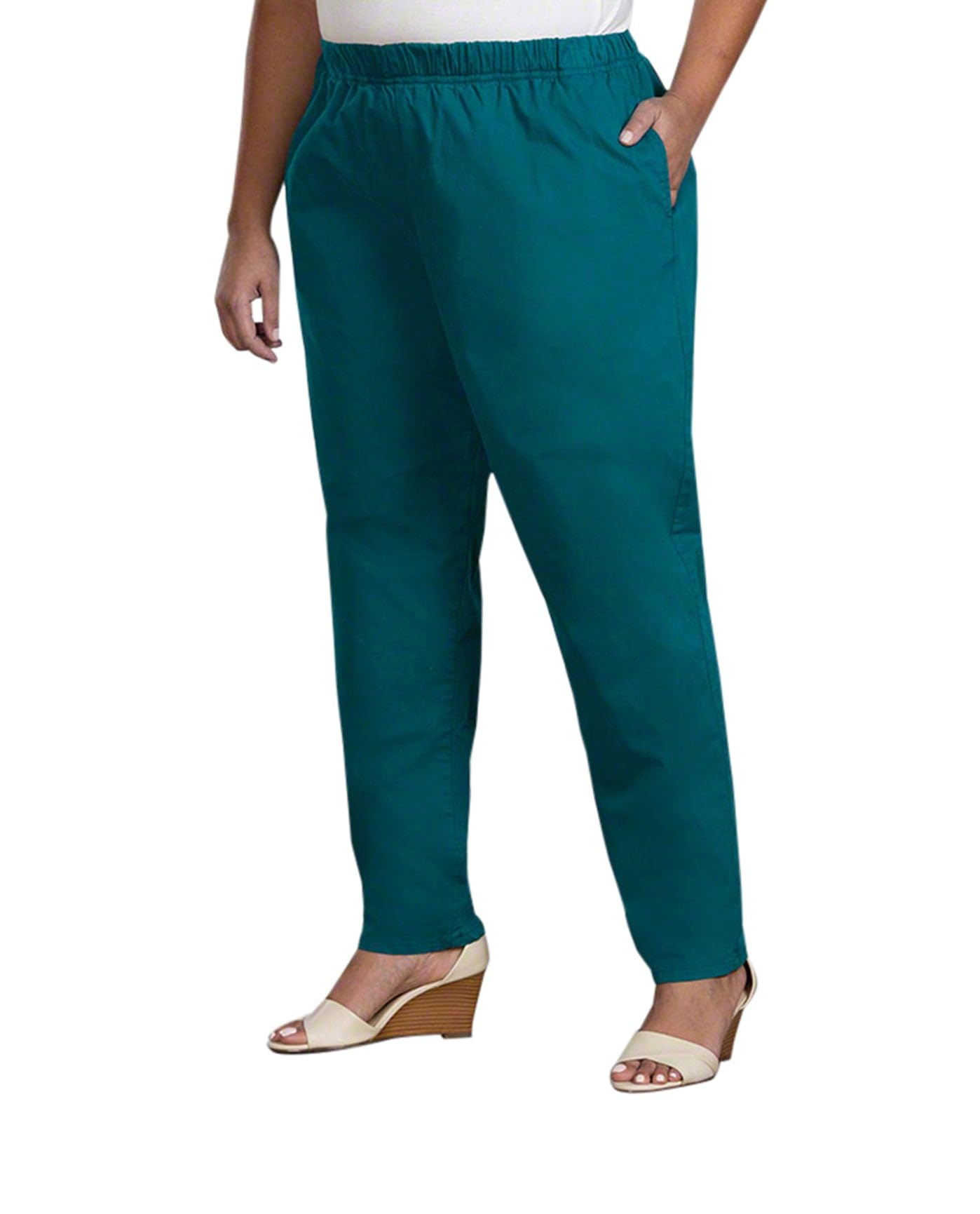 On the Plus Side Tailored Stretch Twill Solid Pants