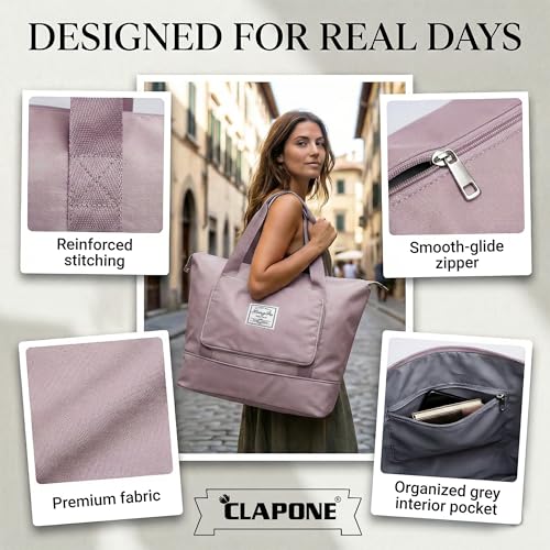 Image of CLAPONE 41 Litre Expandable Nylon Travel Bags for Women /Duffle Bags for Women Luggage /Foldable Vanity Travelling Handbags /Waterproof Hand Bag for Ladies Personal Items (Pink Duffle Bag)