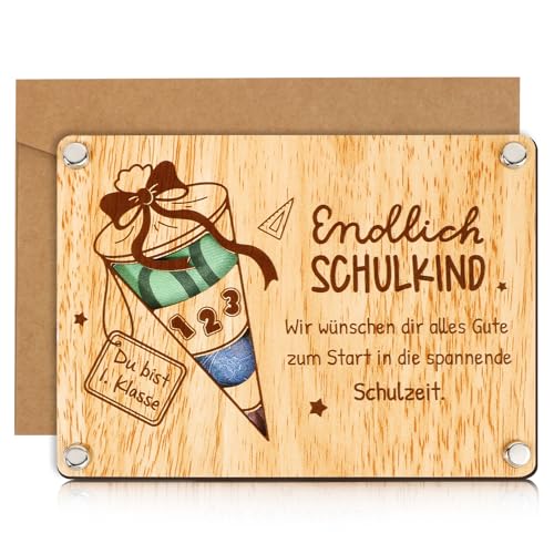 BOFUNX - BOFUNX Wooden Enrolment Gift Finally School Child Money Gift Packaging First Day of School Gifts for Boys Girls First Day of School Gifts Congratulations Card School Introduction
