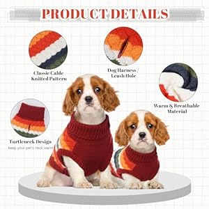 Kuoser Dog Sweater, Pet Cable Knitted Pullover Puppy Warm Clothes, Doggy Turtleneck Classic Knitwear Soft Thickening Doggie Outfit, Cold Weather Thermal Wear for Large Size Dogs, Red 2XL