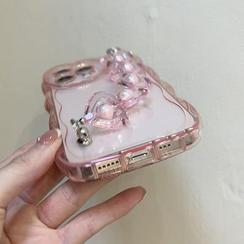 Miniatura 10 de Casechics Compatible con funda para iPhone, bonita correa de silicona transparente transparente suave a prueba de golpes (rosa, iPhone 15)