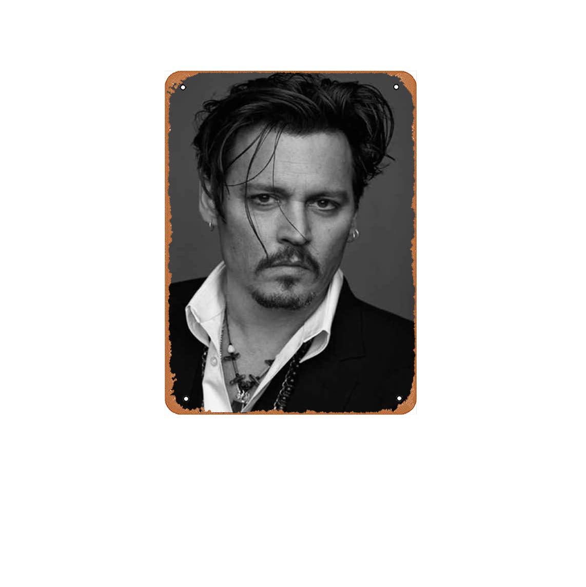 ASIOADWNA Tin Sign Vintage Johnny Depp Black And White Poster Wall Decoration Home Decoration Art Poster Frameless Wall Decor Decorations Art Poster Gift Metal Sign 8x12Inch