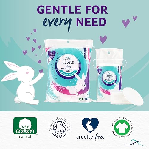 Lil-Lets Baby Cotton Wool Oval Pads, Certified Organic, 100% Pure Cotton Wool, Soft and Absorbent, Gentle on Baby's Delicate Skin, Dermatologically Tested, Ideal for Newborns, Pack of 50 Oval Pads - Image 7