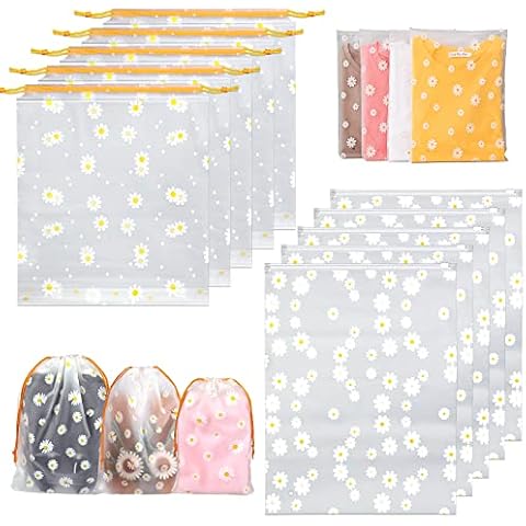 10 Pieces Travel Storage Bags, Reusable Ziplock Bags for Clothes Plastic Drawstring Shoe Storage Pouch, Waterproof Luggage Organizer Bags for Cloth Shoe Underwear Travel Accessories Cover