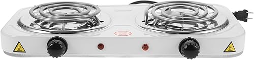 Placa eléctrica de doble quemador con control de temperatura, estufa eléctrica portátil de acero inoxidable para cocina, dormitorio, camping,