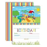 Cuteness Overload: Designed by a talented mom, these colorful cards feature a children’s playground in orange, yellow, blue, green, and red complete with slides! A sunny day background with colorful crayon colors will invite your jungle gym pals to c...