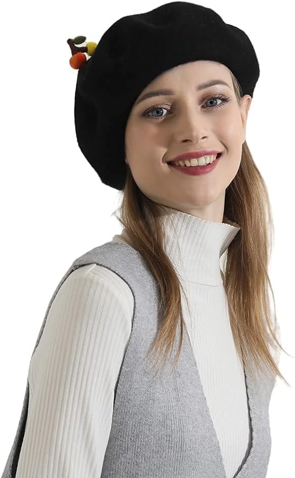 Casual Wool Beret Hat Classic French Artist Beanies Handmade Cap for Women - Image 7