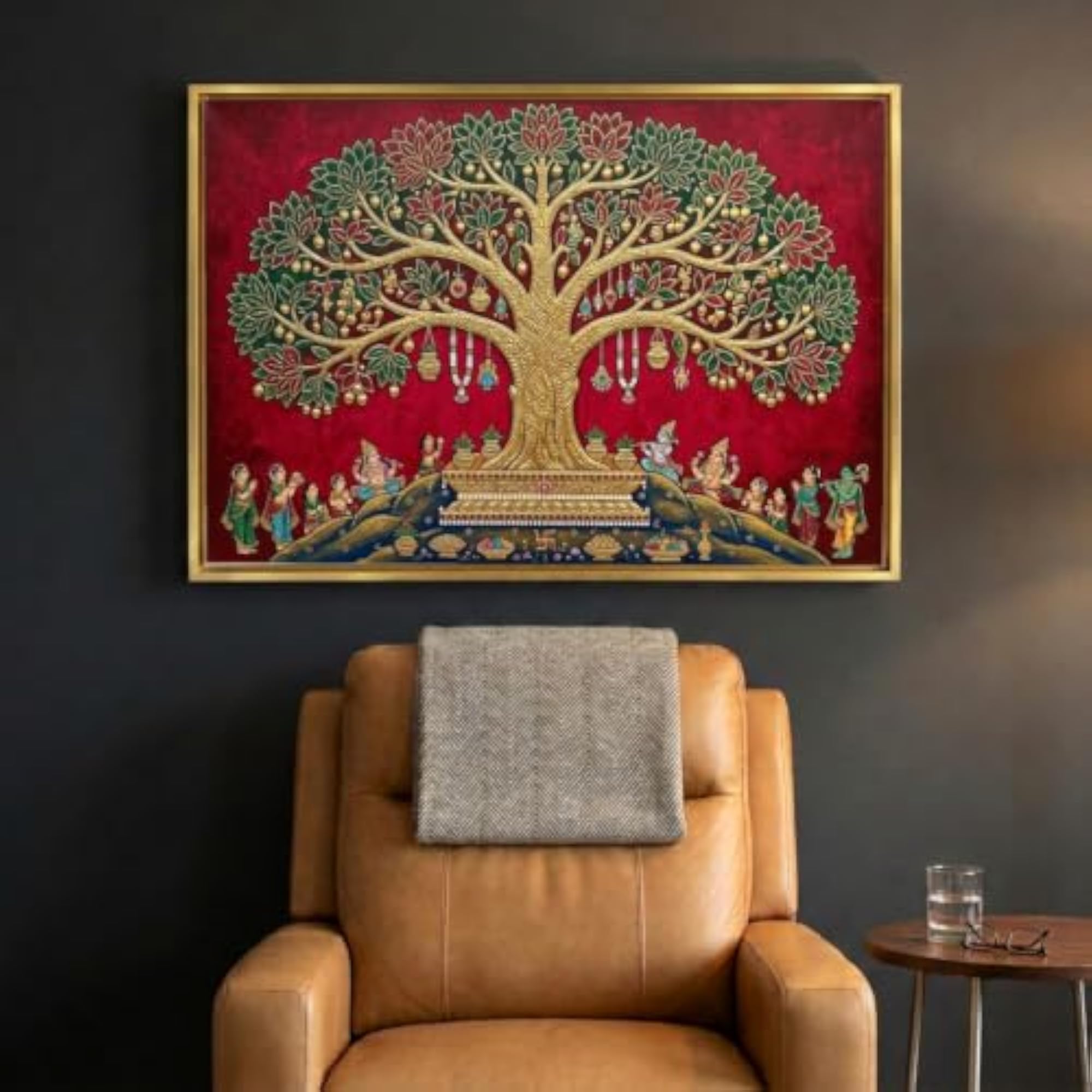 Kalpavriksha Tree Wall Art Painting Framed Canvas