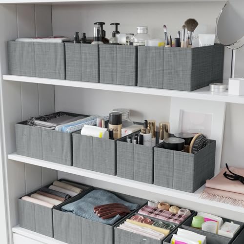 12-Piece Grey Drawer Organizer Set - Ideal for Nursery, Bedroom, and Closet Storage