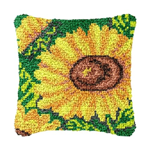 Image of bositigo Latch Hook Kits for DIY Throw Pillow Cover, Colorful Handmade Pillow Case for Home Decoration, Festival Gift 17x17inch (Flower-BZ35)