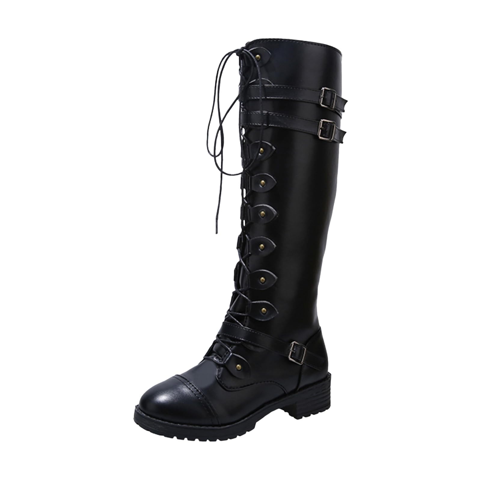 Victorian Boots for Women 70s Vintage Witch Shoes for Women Lace Up Renaissance Mid Calf Booties Low Heel