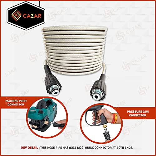 Image of CAZAR 8m Car Washer /Pressure washer hose Pipe (size M22 connector) compatible with JPT, StarQ, Ballorex, Vantro, Btali (2)