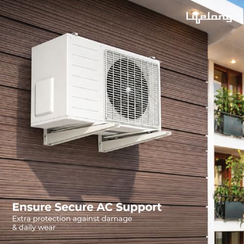 Image of Lifelong Wall Mount AC Stand for Split AC Outdoor Unit | Heavy Duty Powder Coated Steel Bracket | Rust Resistant Weatherproof AC Compressor Mount | Strong Load Bearing Support Frame for Home & Office