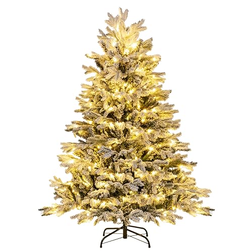 COSTWAY Arbol de Navidad Nevado con Luces 135cm