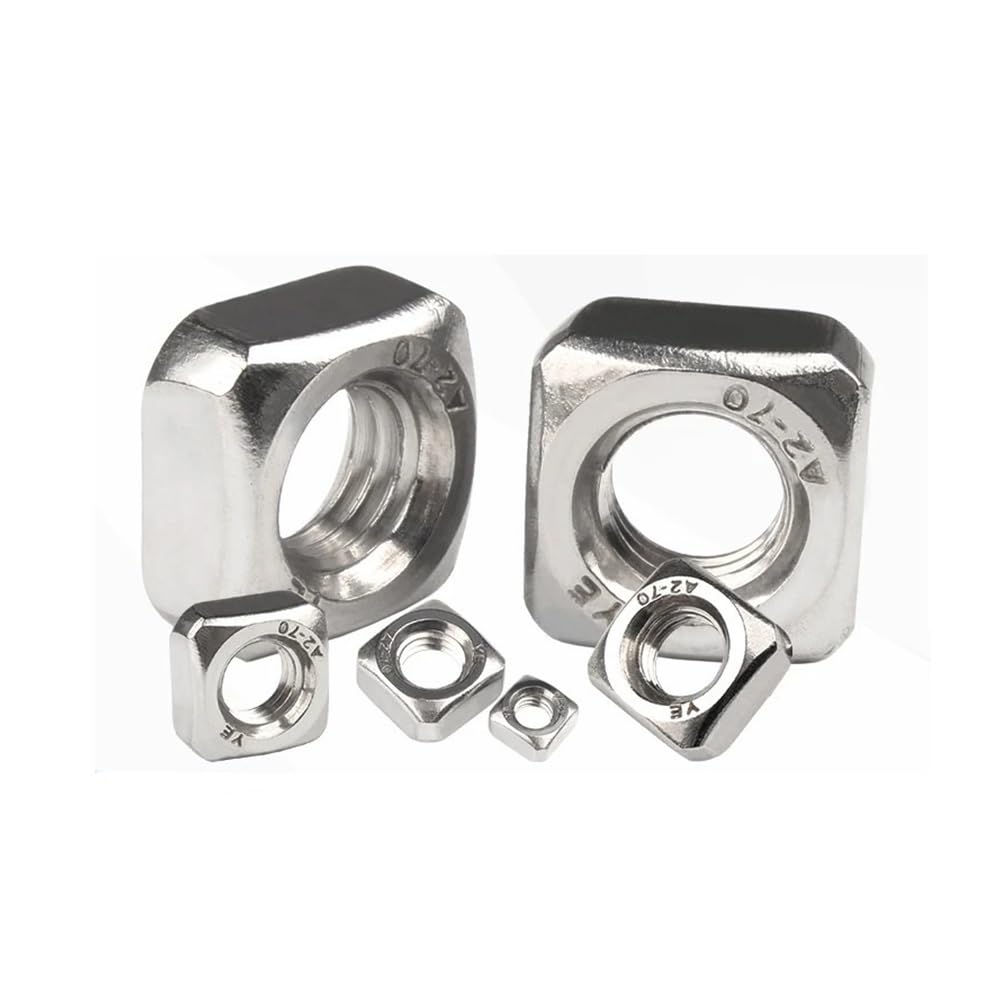 RWRAPS 5/10/20/50pcs 304 Stainless Steel Square Nuts M3 M4 M5 M6 M8 M10 M12 Metric Nut Hardware Nut (Size : M10 x 10Pcs)