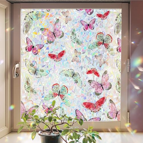 ADD.HERES Rainbow Window Privacy Film, Stained Glass Cling, 17.5" x 78.7"