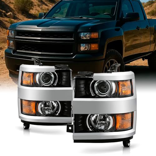 AKKON - Fits 2015-2019 Chevy Silverado 2500 3500 HD OE Chrome Projector Headlights Left & Right Replacement