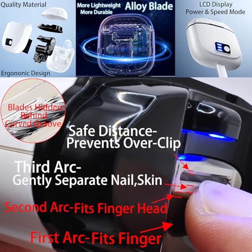 Electric Nail Clipper & Polisher with Light - Rechargeable & Adjustable