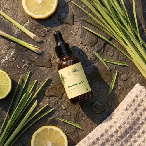 Image of My Pahadi Dukan 30ml Pure Lemongrass Essential Oil, Steam Distilled | 100% oil, Chemical-Free, Aromatherapy, Antibacterial, Stress Relief, Natural Insect Repellent, Lab-Tested