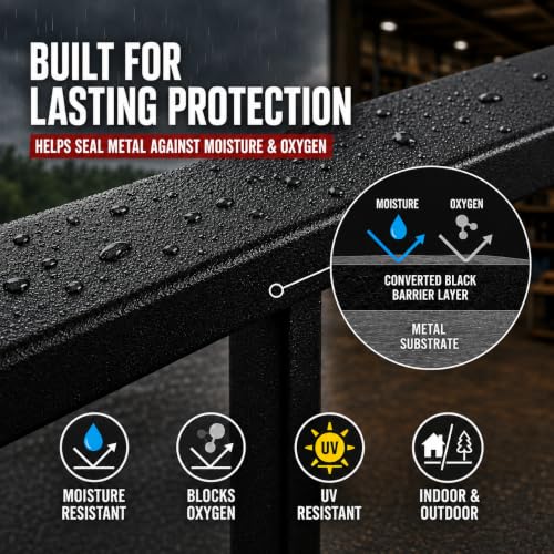 Image of DWIL Rust Converter for Metal, 2 in 1 High-Flow Fluidity Converts Rust, Rust Converter Paint and Primer to Long-Lasting Protective Coating, No Primer Needed, Black, 32 oz