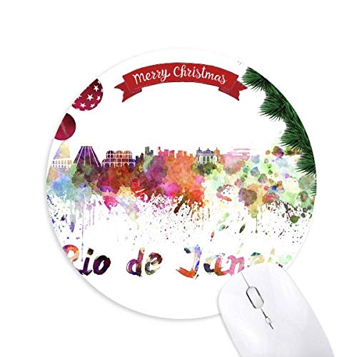 rio de janeiro brésil ville aquarelle tapis de souris en caoutchouc de sapin de noël