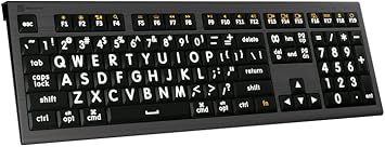 Logickeyboard 'Astra2' with Large Print Backlit White Letters on Black Keys Made for Mac p/n LKB-LPWB-A2M-US